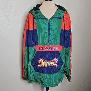 True Vintage Le Tigre Half Zip Hoodie Windbreaker Jacket‎ Primary Colorblock 2X